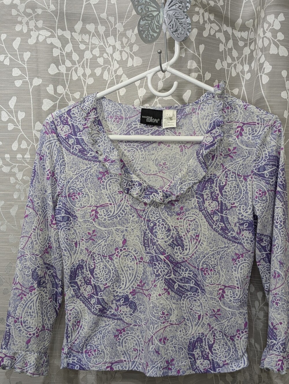 Boutique Europa Paisley Ruffle-Neck Blouse, Women's Small - Picture 8 of 8